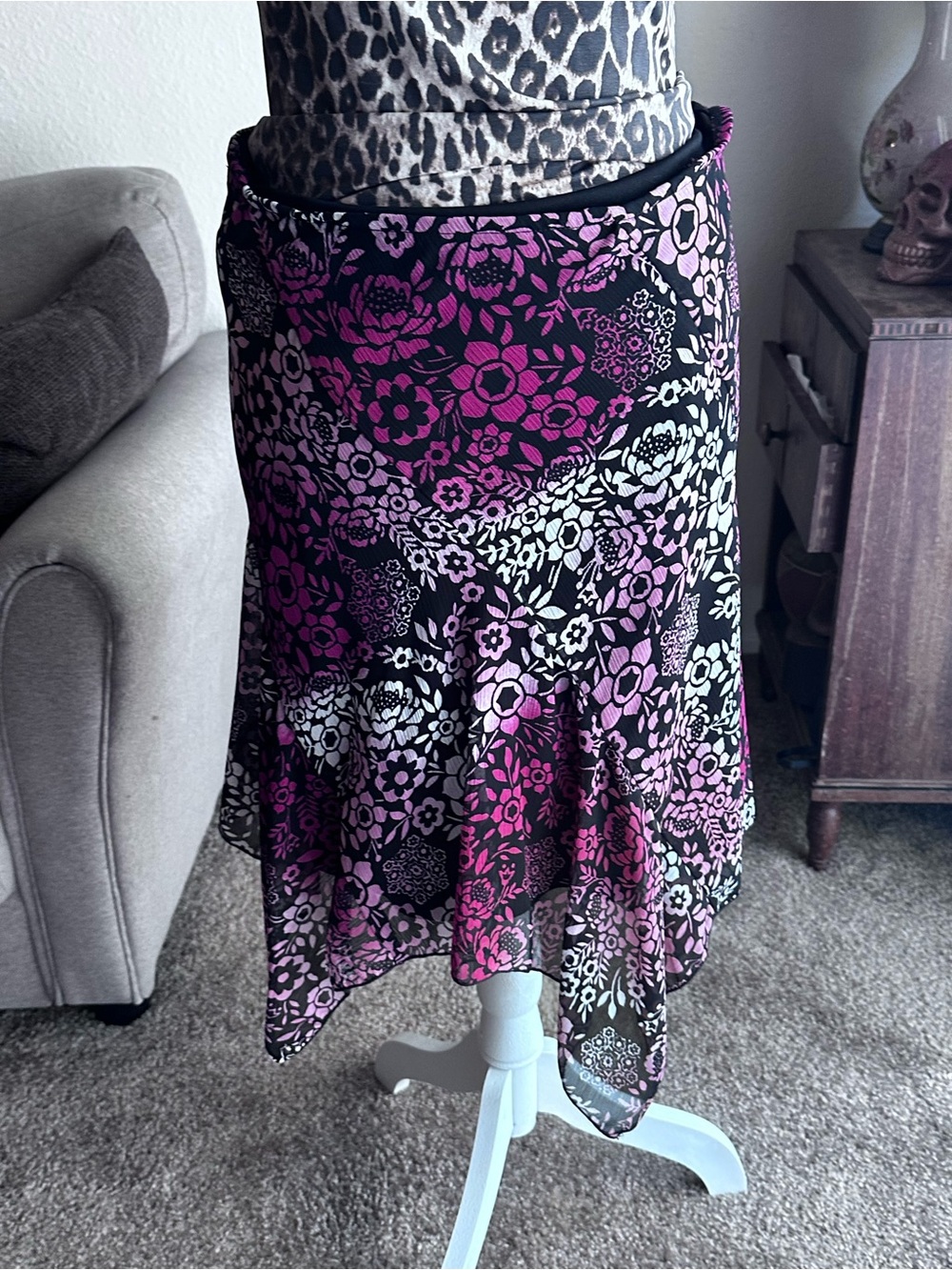 Ally B Blackfairy core  Skirt with Pink and Light Pink Floral Print